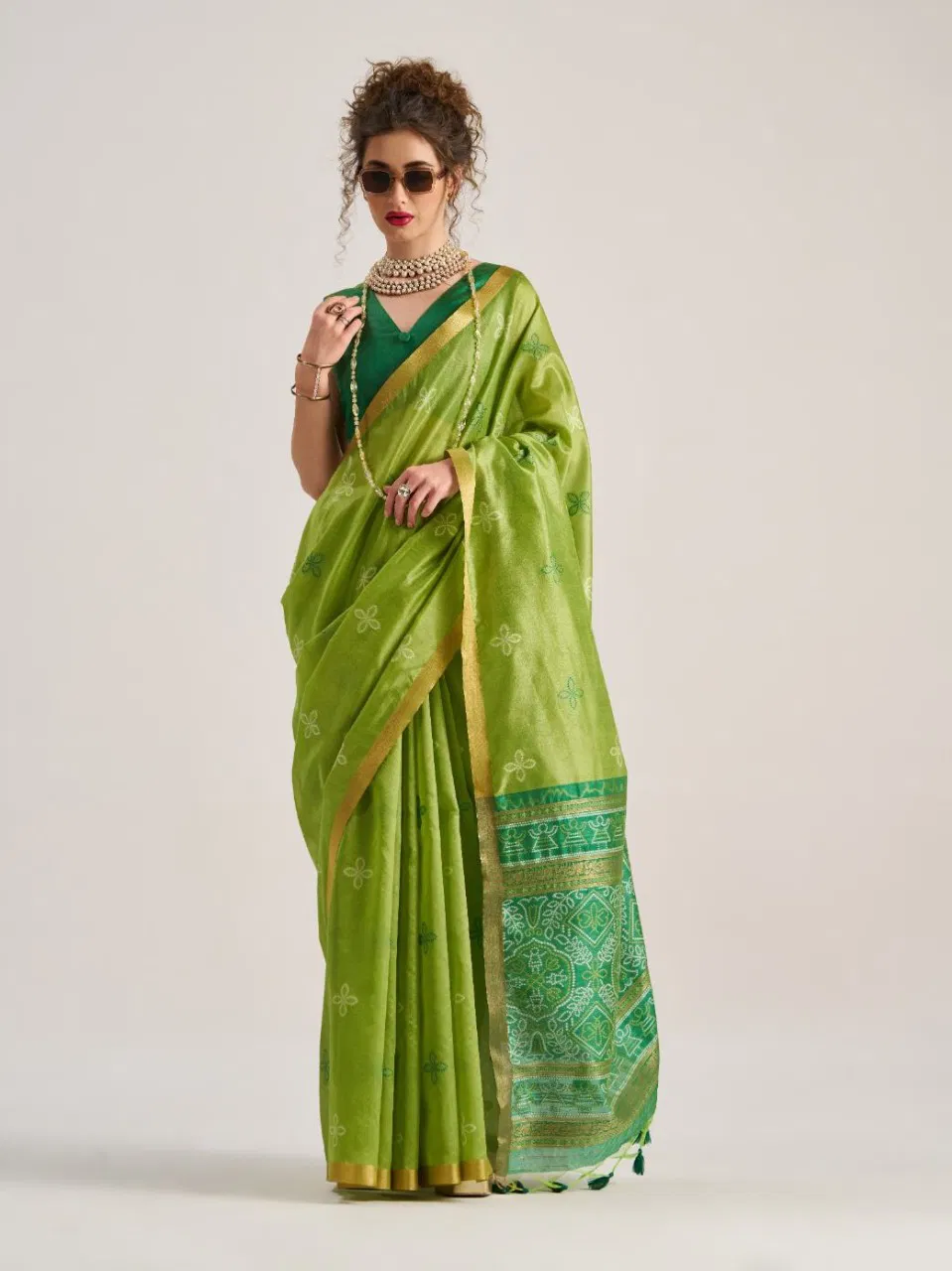 Bandhej Silk By Mono Poley Art Silk Patola Fancy Saree Wholesale In India